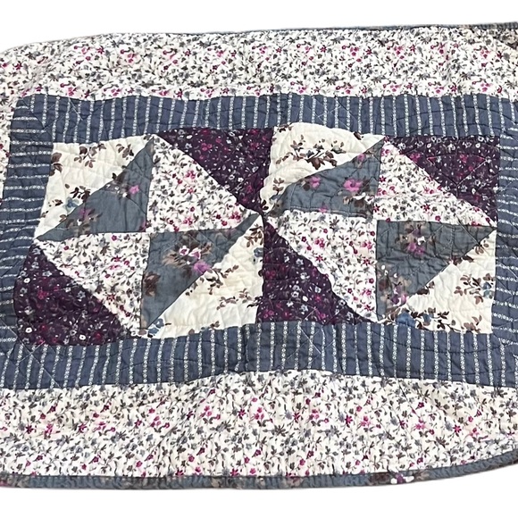 Laura Ashley Sham Patchwork Quilted Floral Blue & Purple Standard Sham - Picture 8 of 9